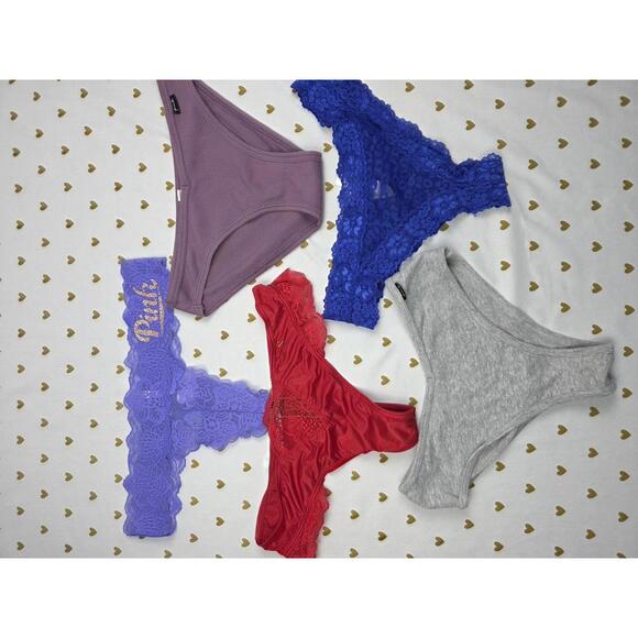 Victorias secret PINK Lot of 5 Size XS Mixed Panties Thong Cheeky ETC - Picture 1 of 3